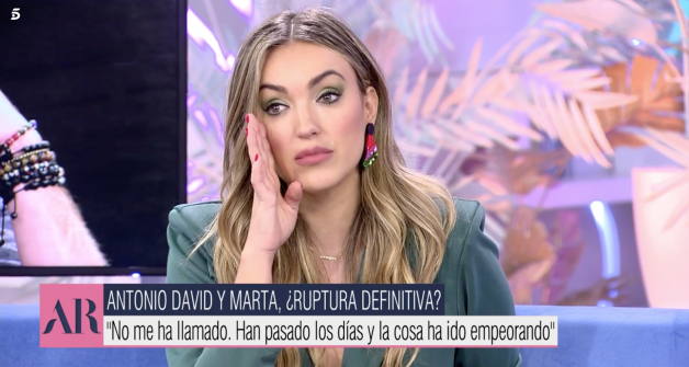 Marta Riesco se ha emocionado hablando de su situación con Antonio David.
