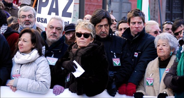 En la cabecera de una manifestación del 2009, en apoyo al pueblo palestino.