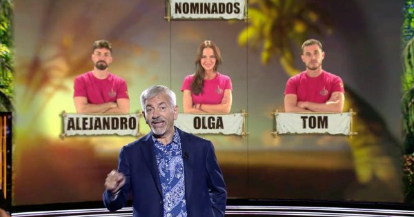 Carlos Sobera recuerda a los nominados del próximo programa: Alejandro, Olga y Tom.