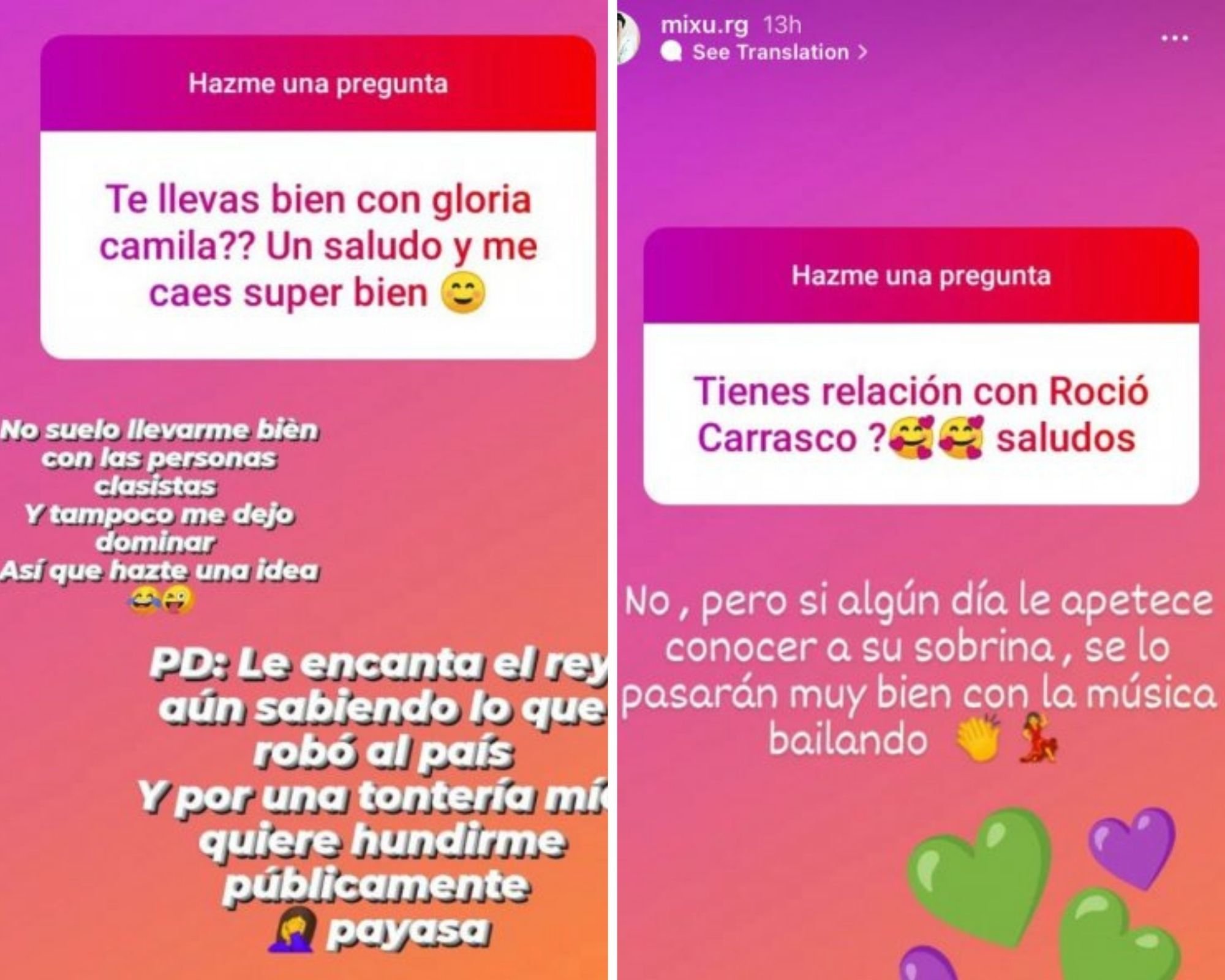 En Stories, Michu arremetió contra Gloria Camila ¡y hasta mandó un mensaje a Rocío Carrasco!