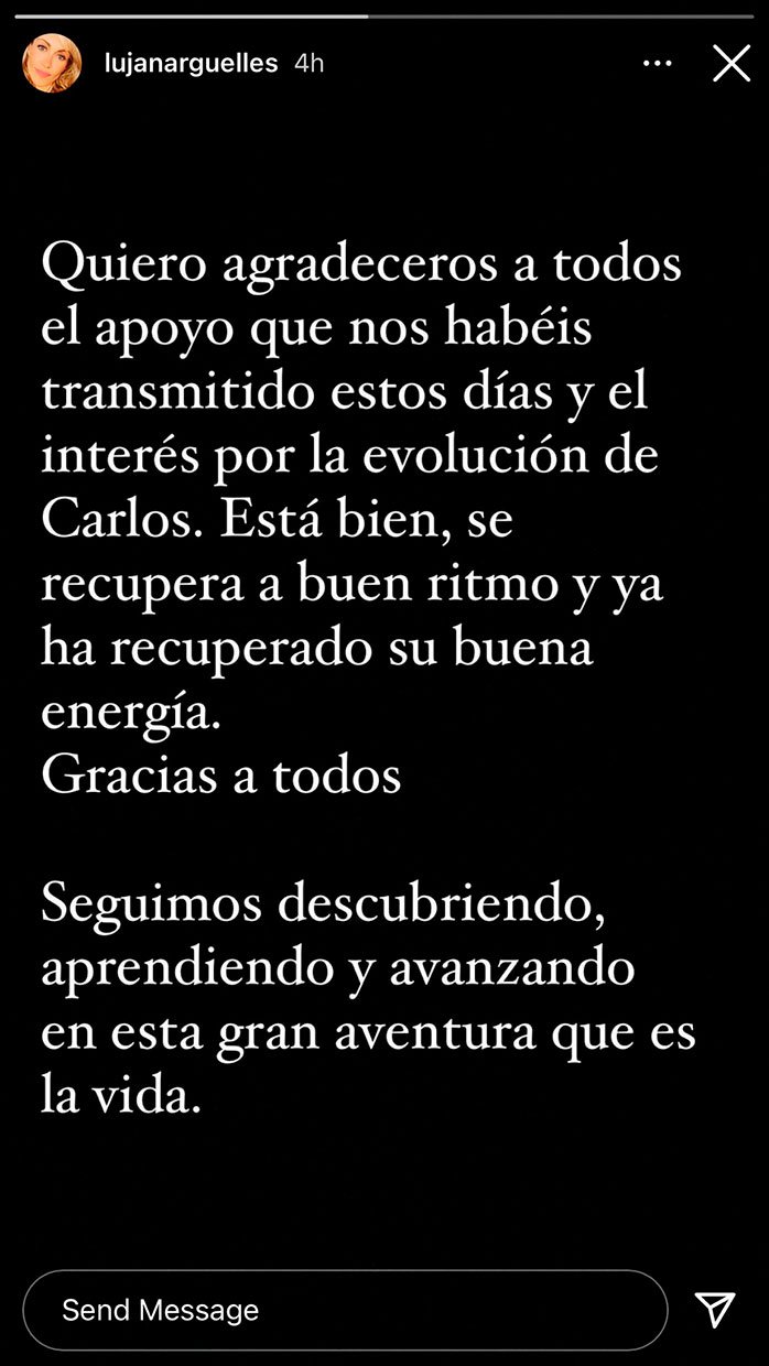 Este es el mensaje que ha enviado Lujan Argüelles en sus redes sociales.