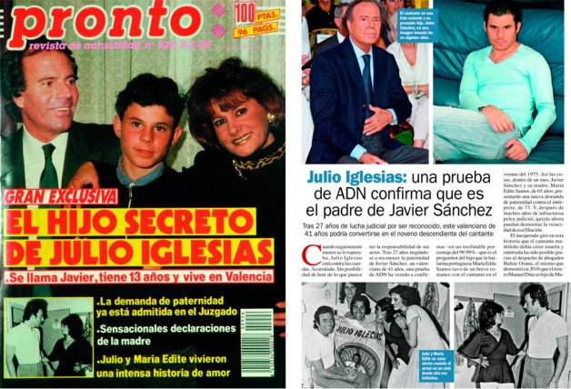 EL HIJO SECRETO DE JULIO IGLESIAS. Revelamos que Javier Santos, de 13 años, era fruto de la relación que el artista había tenido, estando todavía casado con Isabel Preysler, con la bailarina portuguesa María Edite Santos.