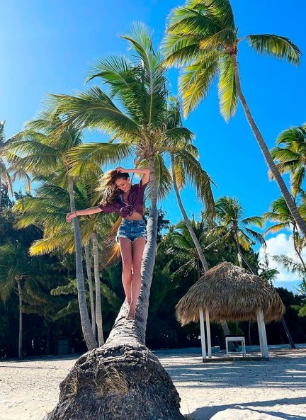 Eva, durante su viaje a Punta Cana, donde viajó con un grupo de amigos.