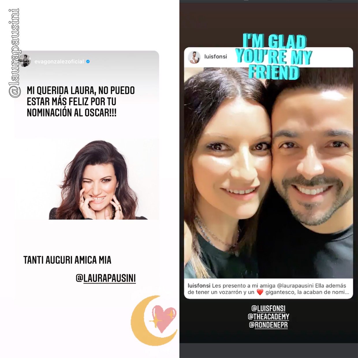 Eva González y Luis Fonsi dedican unas bonitas palabras a Laura Pausini.