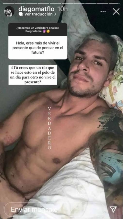 Diego Matamoros, desnudo en Instagram.