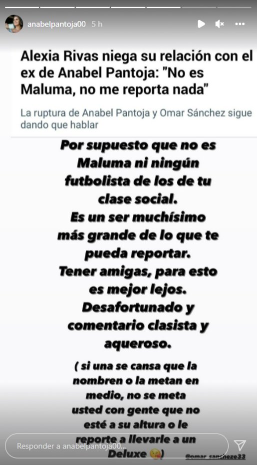 Anabel Pantoja ha respondido públicamente a Alexia Rivas (@anabelpantoja00).