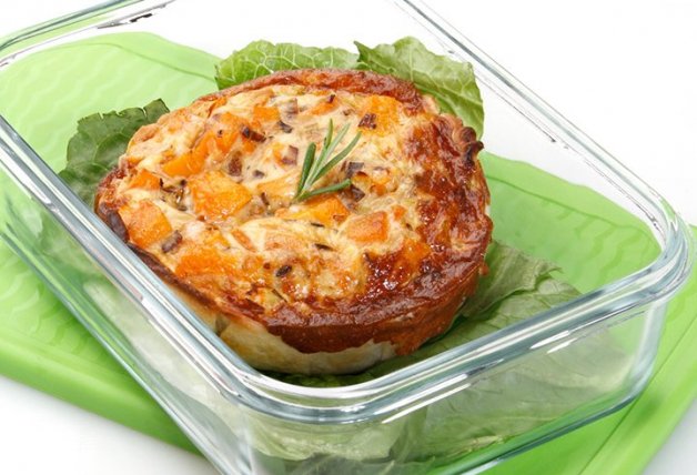 Quiche de mozzarella, calabaza y puerro.