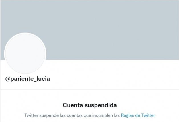 La cuenta de Twitter de Lucía Pariente está suspendida.