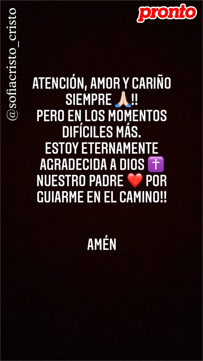 La historia que ha compartido Sofía Cristo en Instagram.