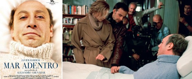 EL DRAMA QUE LE VALIÓ UN OSCAR. Arriba, con Belén Rueda y Javier Bardem en el rodaje de "Mar adentro", la película sobre el tetrapléjico Ramón Sampedro, que ganó el Oscar a la mejor película extranjera del 2004.