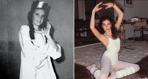 A la izquierda, cuando era niña durante una representación teatral en la escuela. A la derecha, practicando ballet, su gran obsesión desde pequeña, en casa de sus padres.