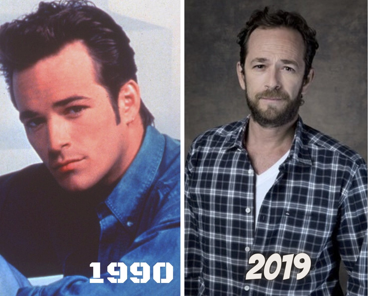 El actor Luke Perry, como Dylan y el año que falleció.