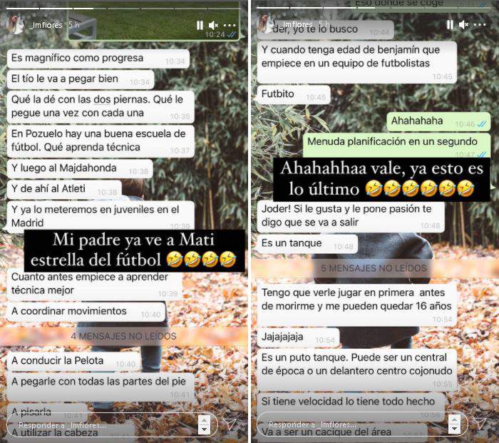 La conversación del orgulloso abuelo que ha compartido Laura Matamoros.