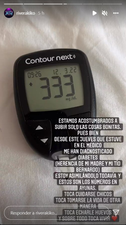 La historia que ha compartido Kiko Rivera para anunciar su diagnóstico de diabetes (@riverakiko).