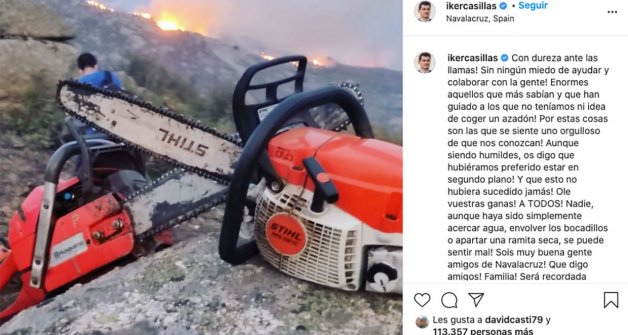 Iker agradeció a los vecinos de su pueblo el esfuerzo que hicieron por extinguir las llamas.