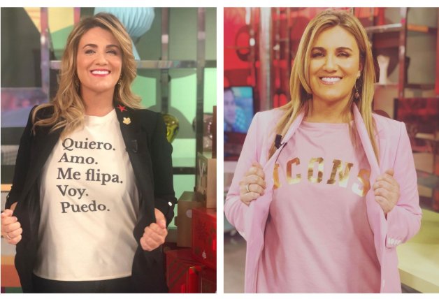 Camisetas con mensaje y americanas son los básicos fashionistas de Carlota Corredera.