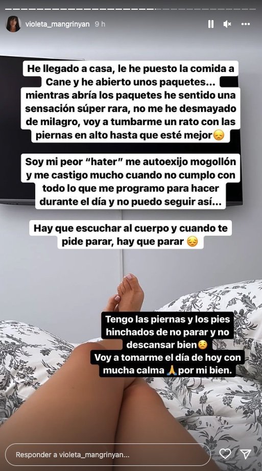 Violeta Magriñán relata el susto que ha vivido esta mañana (@violeta_magrinyan).