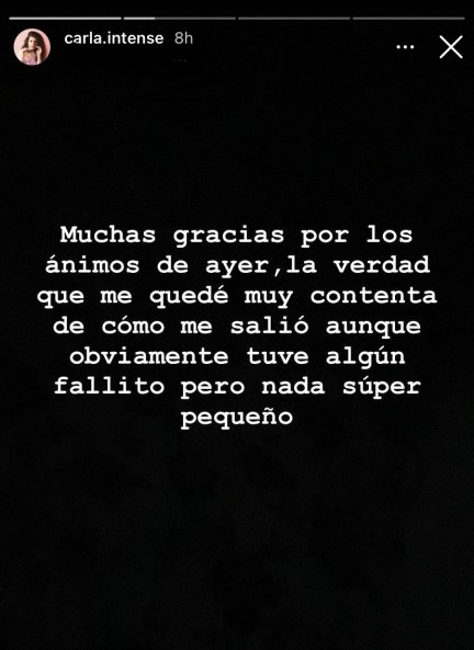 Las impresiones de Carla Vigo en sus historias de Instagram (@carla.intense).