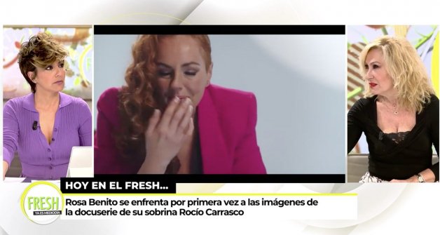 Rosa Benito reacciona ante las primeras imágenes de la entrevista de Rocío Carrasco.