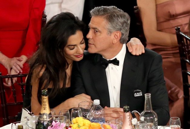 George Clooney y Amal en los premios Golden Globes en 2015.