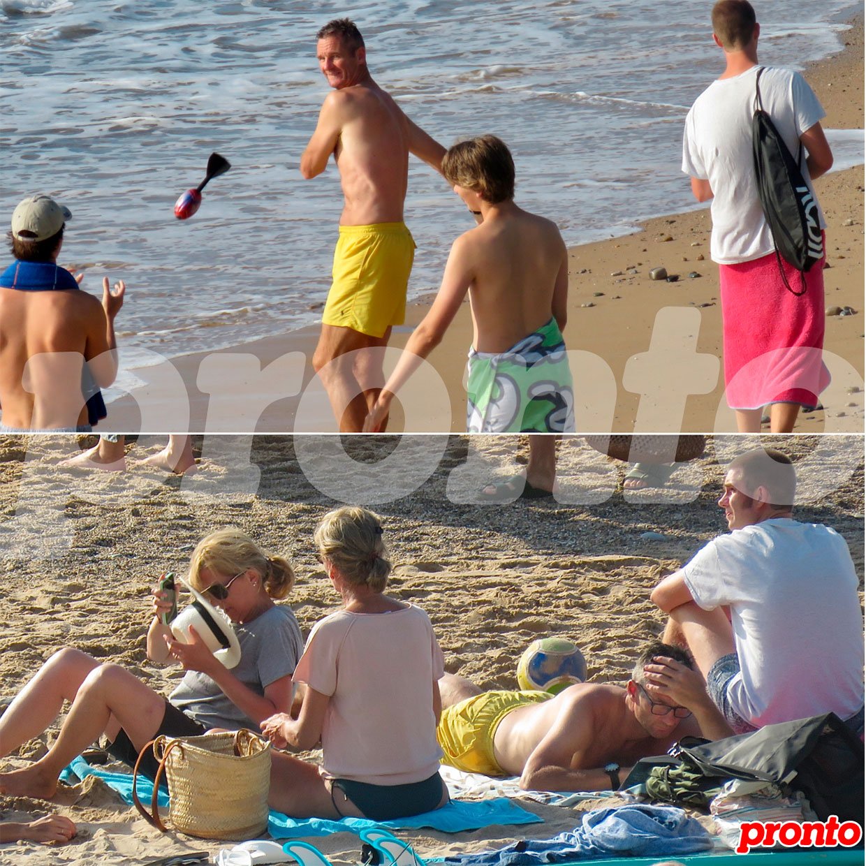 Arriba, Iñaki jugando con sus tres hijos mayores. Abajo, disfrutando de un libro (con gafas de presbicia) en compañía de su hermana, su hijo Juan y su esposa.