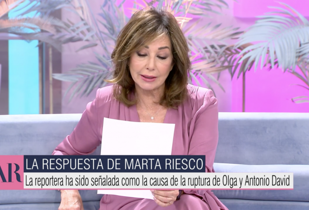 Ana Rosa lee en directo el comunicado de Marta Riesco.