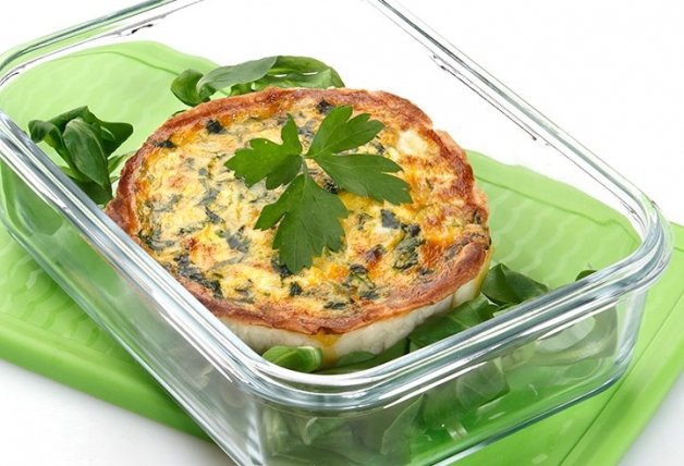 Quiche de espinacas, cebolleta y queso de cabra.