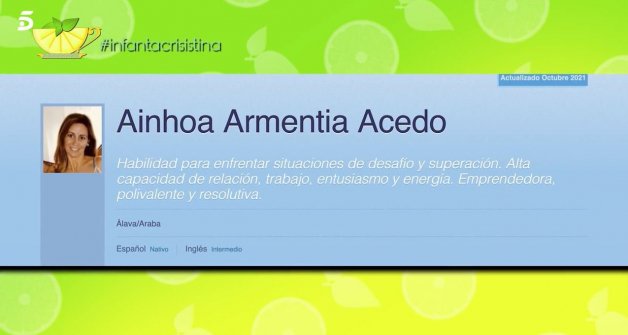 Un antiguo perfil laboral de Ainhoa Armentia.