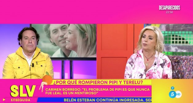 Pipi Estrada y Carmen Borrego, enfrentados en el plató de Sálvame Diario (Telecinco).