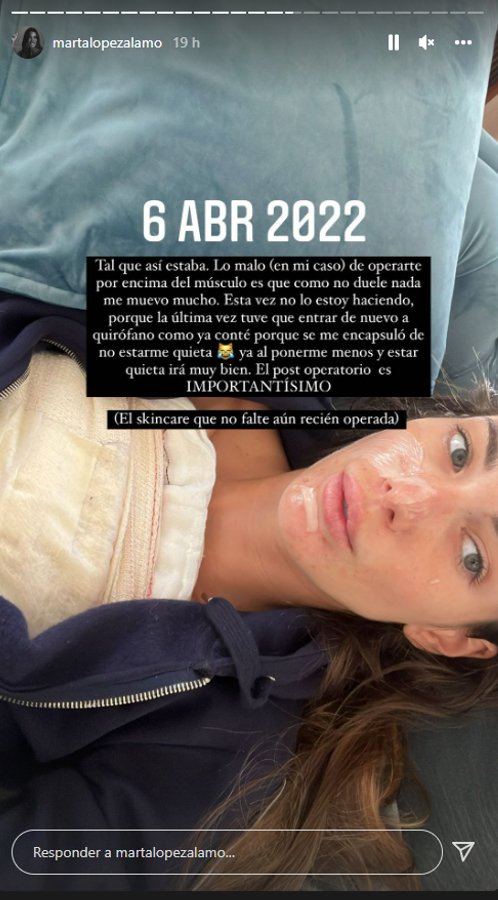 Marta también ha mostrado el lado más real de su postoperatorio (@martalopezalamo).