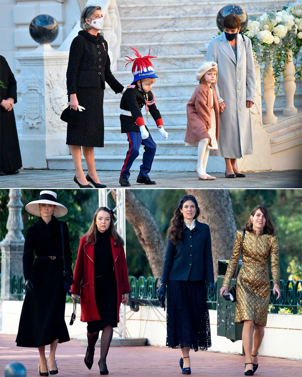 Los mellizos con Carolina y Estefanía. Dcha., Beatriz Borromeo con sus cuñadas: Alexandra, Tatiana y Carlota.