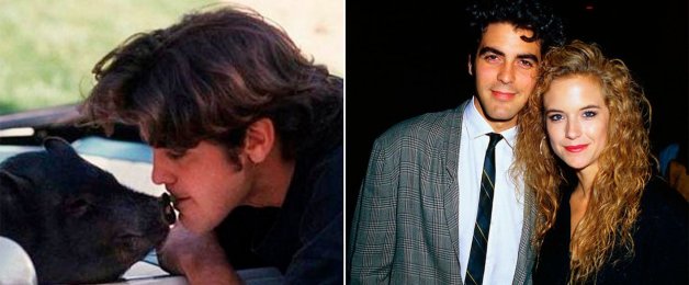 A la izquierda, el cerdito Max, hasta la fecha, ha sido su "pareja" más duradera, pues estuvieron juntos 18 años. A la derecha, el romance que vivió con Kelly Preston en 1988.