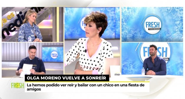 Sonsoles Ónega, Alba Carrillo, Miguel Ángel Nicolás y Jorge Pérez en Ya es Mediodía (Telecinco).