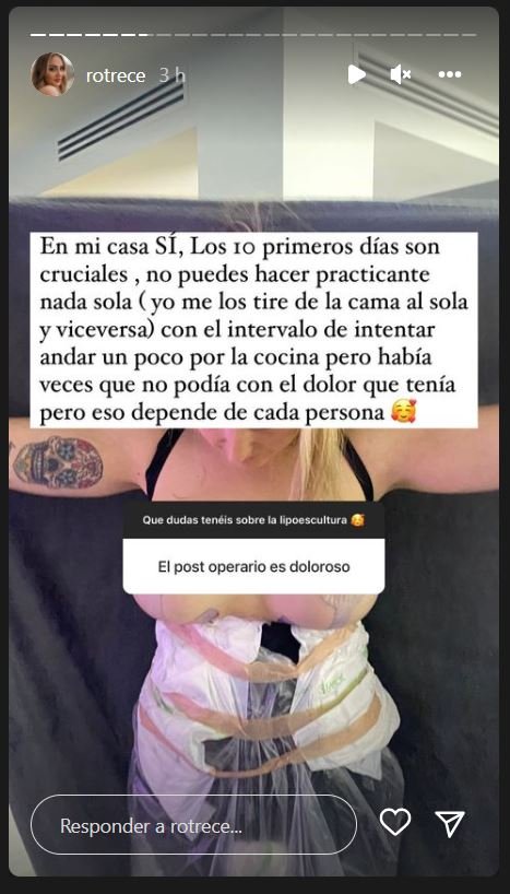 Rocío mostró esta explícita foto de sus primeros días de recuperación.