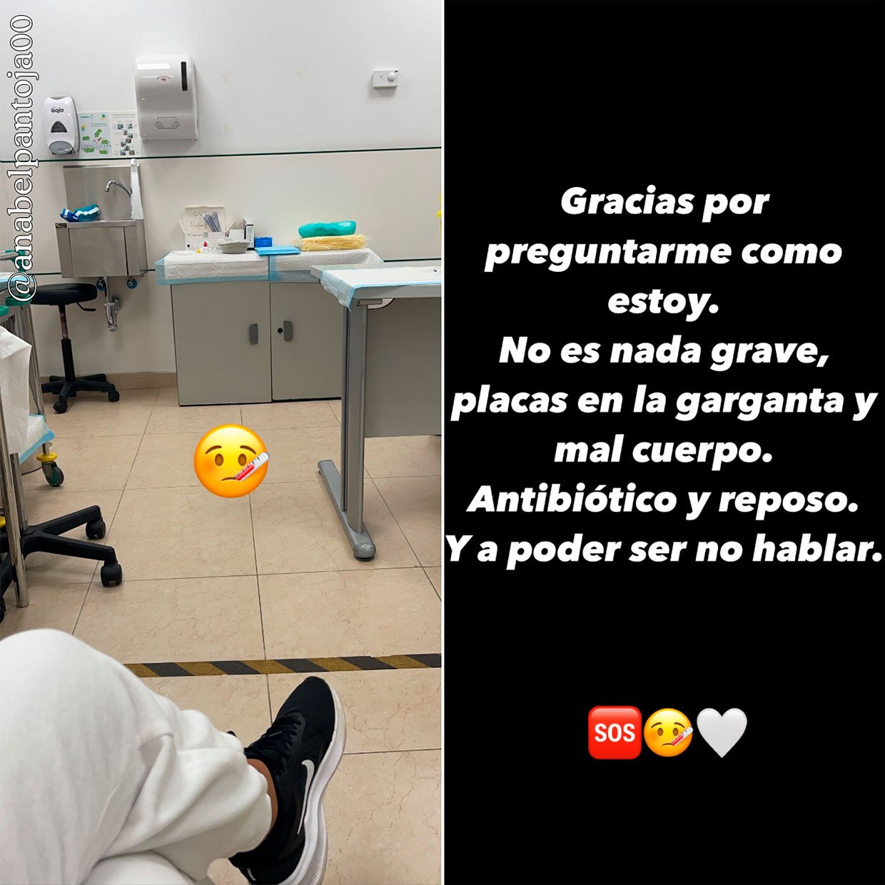 Anabel Pantoja compartió anoche estas imágenes desde el médico.