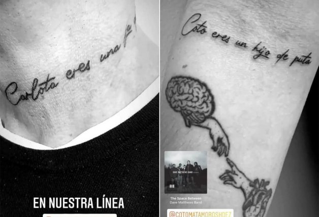 Los tatuajes de Coto Matamoros y Carlota Prado.