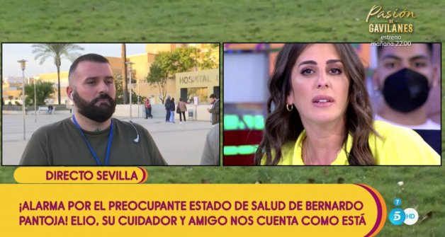 Anabel Pantoja y Elio, el cuidador de Bernardo, en directo en Sálvame Diario (Telecinco).