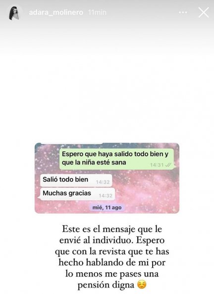 Esta ha sido la respuesta de Adara Molinero en su Instagram.