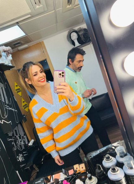 La pareja, en el camerino de 'El Hormiguero'.