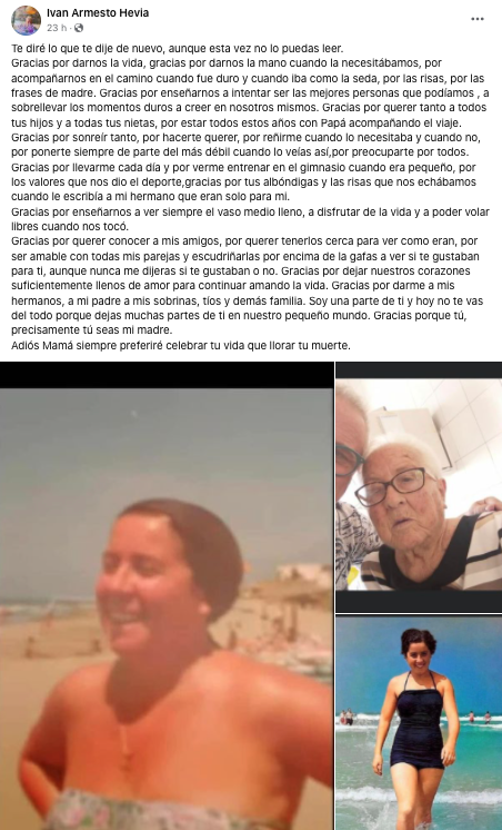 La carta de Ivan Armesto a su madre fallecida.