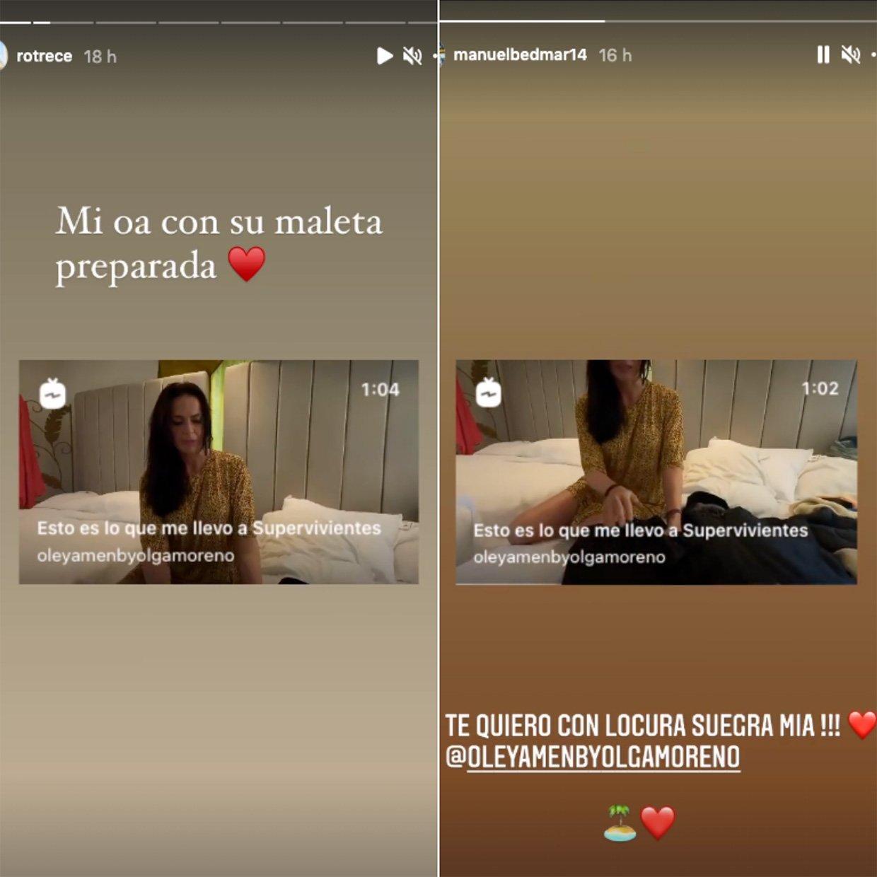 Rocío y Manuel muestran su cariño por Olga en sus redes.