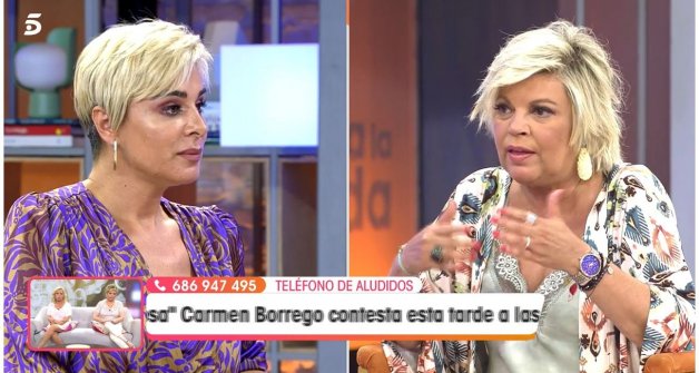 Ana María Aldón y Terelu, durante su interveción televisiva. 