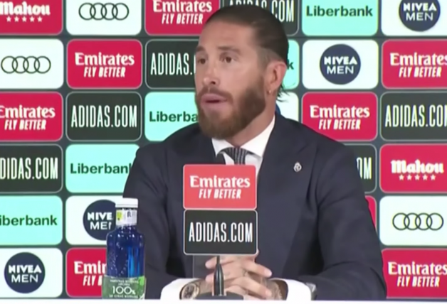 Sergio Ramos durante la rueda de prensa de su despedida del Real Madrid.