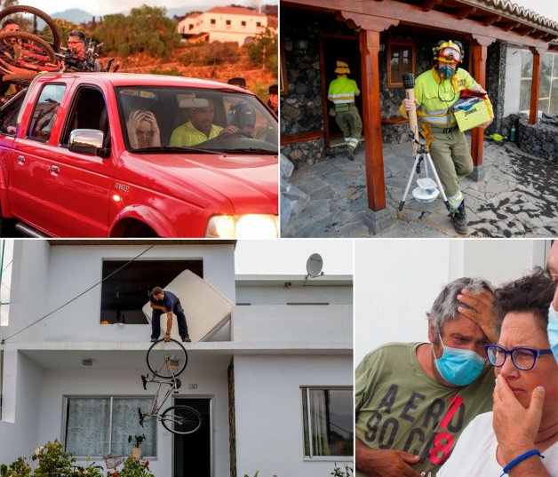 Entre lágrimas y desesperación, vecinos de La Palma abandonaron sus hogares, tras rescatar como podían y con ayuda de equipos de emergencia, objetos, muebles y sus recuerdos más queridos.