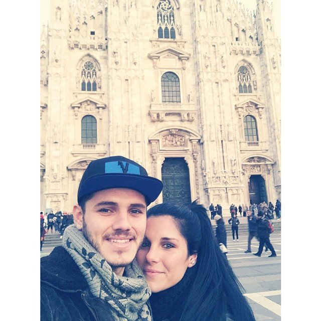 Ivana y Mauro Icardi en Milán, en 2014. Antes del PSG, Mauro jugó en el Inter.