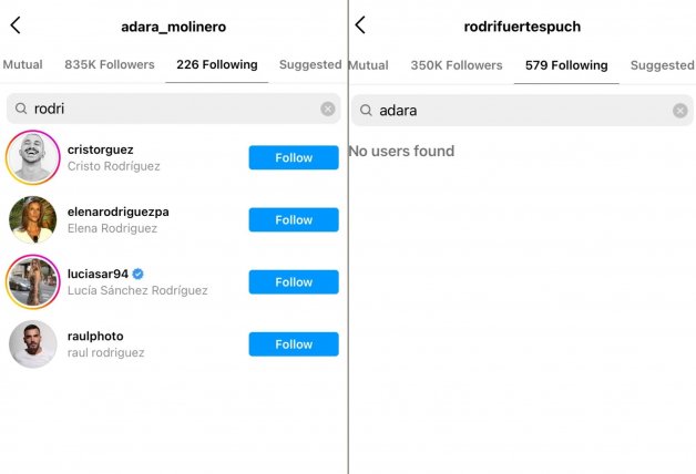 Adara y Rodri han dejado de seguirse en Instagram.