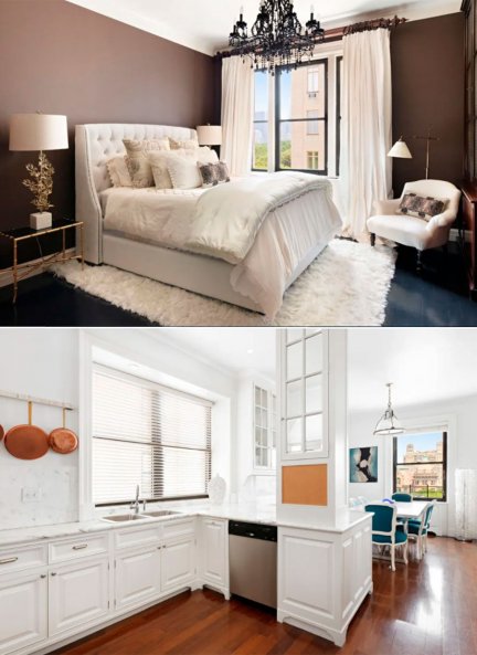 El blanco y los tonos claros predominan en la cocina y en muchas otras estancias de la vivienda. Arriba, uno de los coquetos dormitorios adicionales.