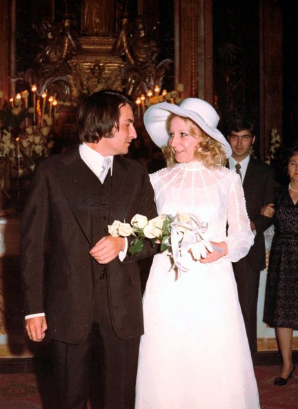 El cantante y su mujer el día de su boda, el 20 de abril de 1970.