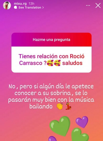 Michu ha tenido buenas palabras para Rocío Carrasco (@mixu.rg).