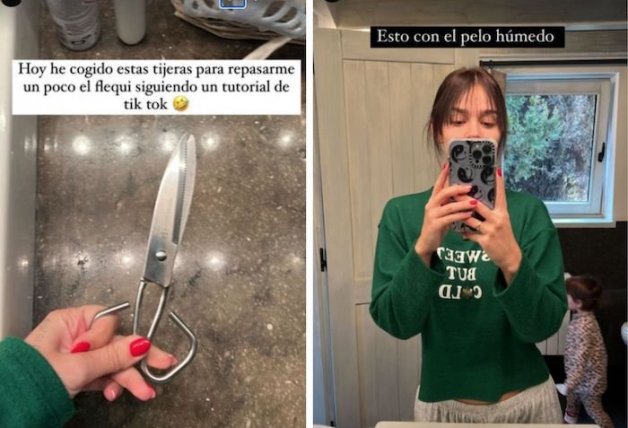 Laura muestra el paso a paso de su corte de pelo.